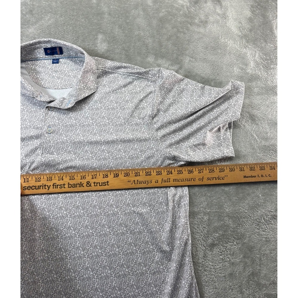 Stitch Golf Polo Shirt Mens XL Gray Floral Print Performance Stretch - Picture 9 of 10